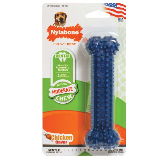 Nylabone Moderate Chew FlexiChew Dental Chew Toy Flexi, Chicken, 1ea/Medium/Wolf 1 ct