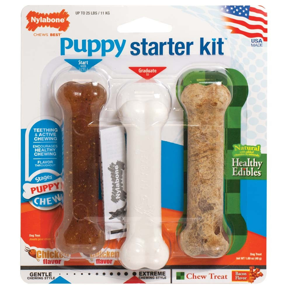 Nylabone Puppy Starter Pack Bones, 1ea/SMall/Regular 3 ct