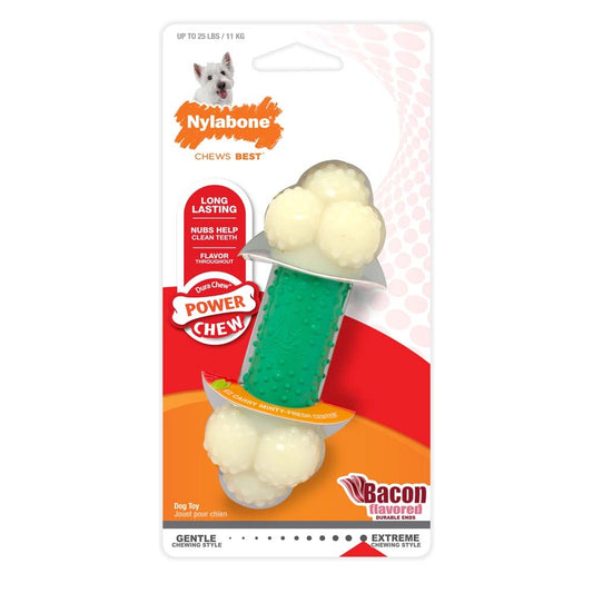 Nylabone Double Action Power Chew Durable Dog Toy Bacon, 1ea/SMall/Regular 1 ct