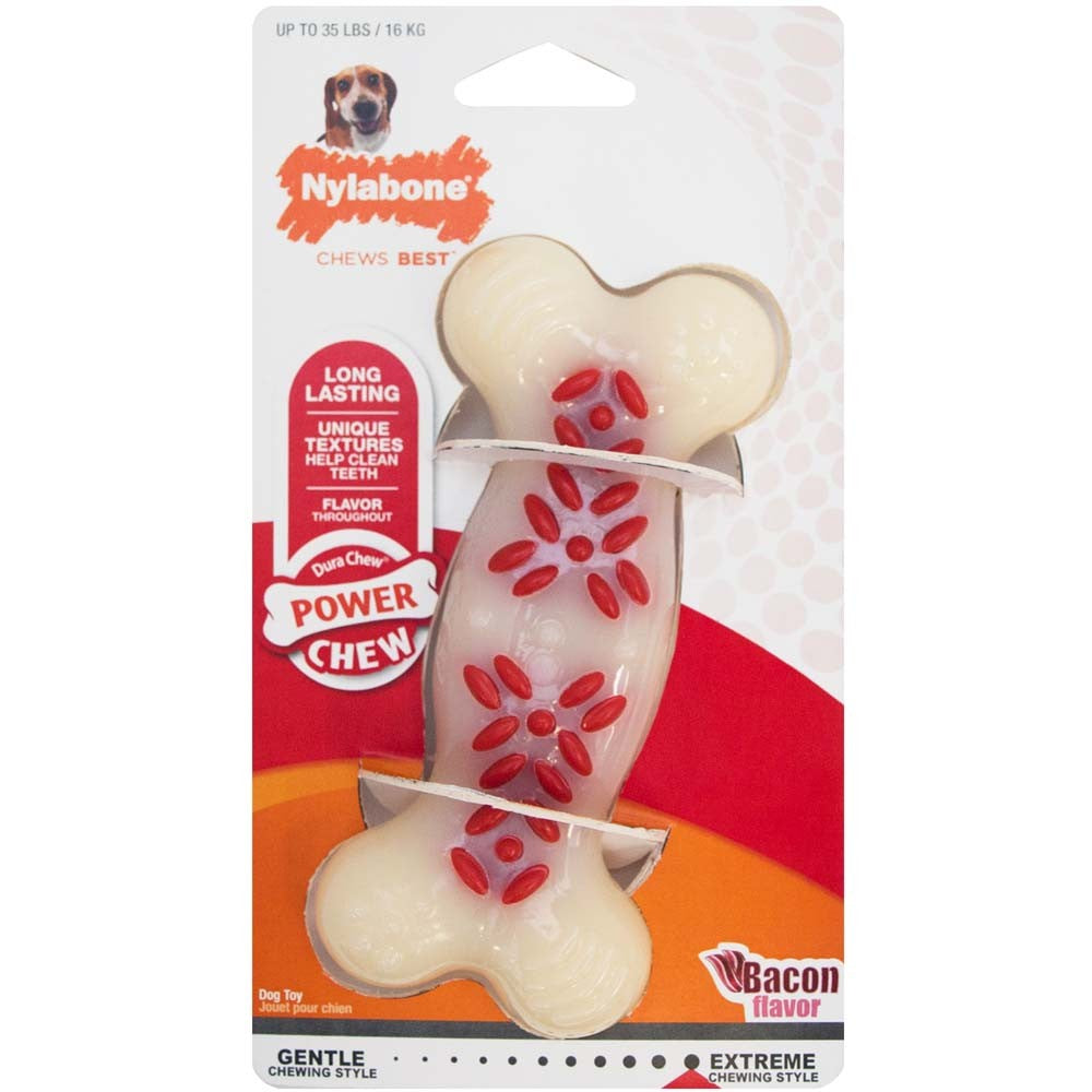 Nylabone Power Chew Action Ridges Chew Toy Bacon, 1ea/Medium/Wolf 1 ct