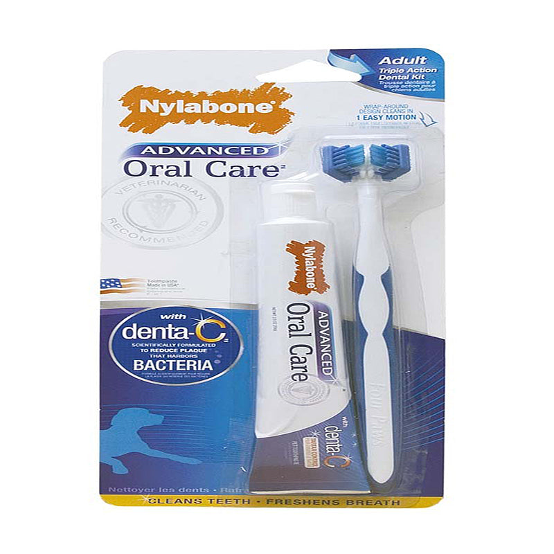 Nylabone Advanced Oral Care Triple Action Dog Dental Kit Original Flavor 2.5 Oz