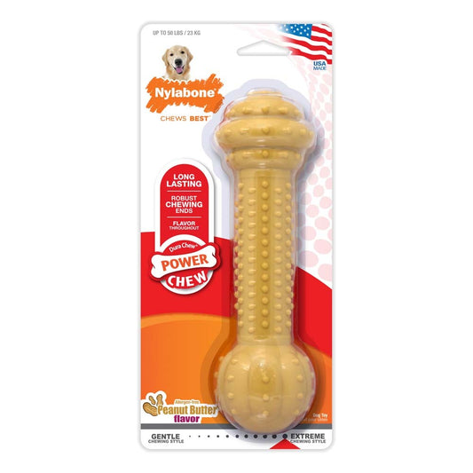 Nylabone Barbell Power Chew Durable Dog Toy Peanut Butter, 1ea/Large/Giant 1 ct