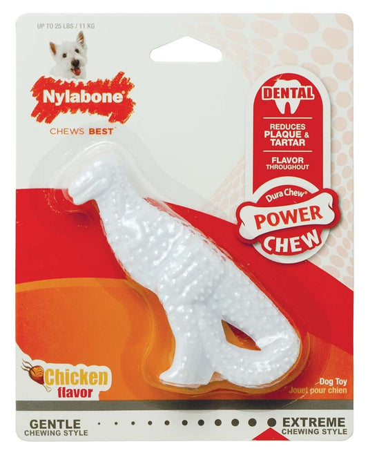 Nylabone Dental Dinosaur Power Chew Durable Dog Toy Chicken, 1ea/SMall/Regular 1 ct