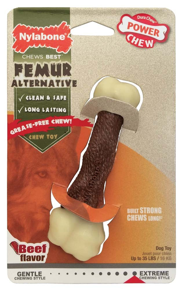 Nylabone Femur Bone Rawhide Alternative Power Chew Durable Dog Toy Femur, Beef, 1ea/Medium/Wolf 1 ct