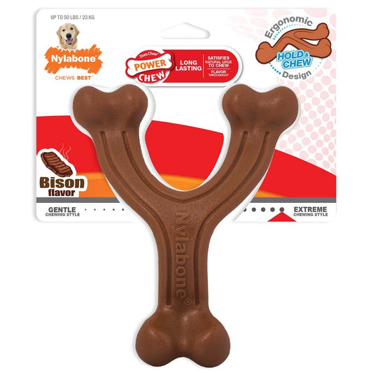 Nylabone Ergonomic Hold Chew Wishbone Power Chew Durable Dog Toy Adult Dog Ergonomic, Bison, 1ea/Large/Giant 1 ct