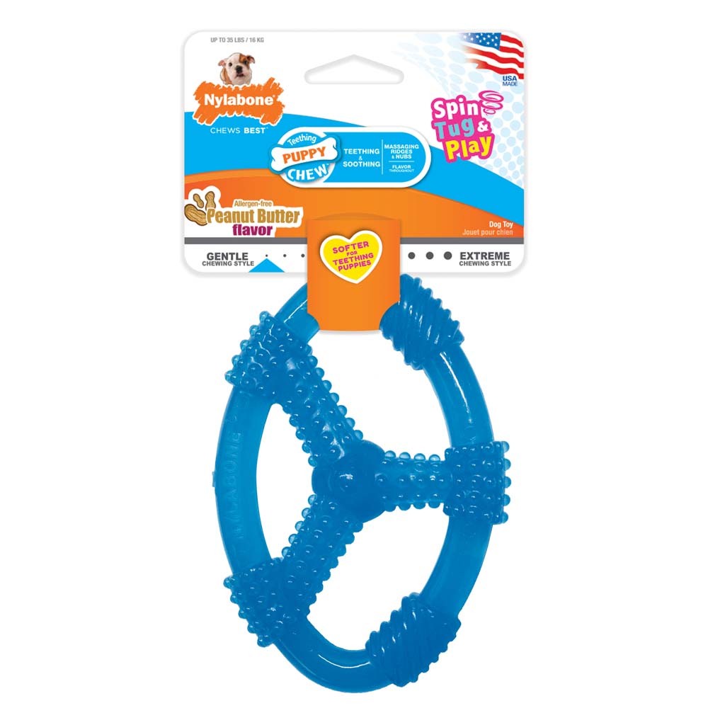 Nylabone Puppy Chew Spin Tug Play Toy Tug Spin, 1ea/Medium/Wolf 1 ct