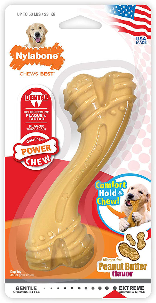 Nylabone Power Chew Curvy Dental Chew Toy for Dogs Peanut Butter Flavor, 1ea/Large/Giant Up To 50 lb