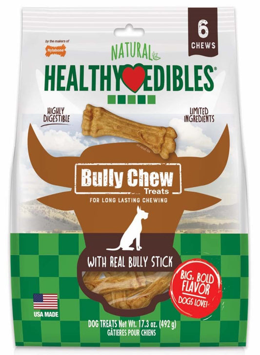 Nylabone Healthy Edibles Bully Chews Natural Dog Treats Made with Real Bully Stick Large/Giant (6 ct)