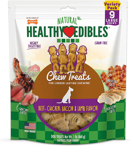 Nylabone Healthy Edibles Farm Friends Grain Free Dog Treats 9 Count Large - up to 30 lbs.