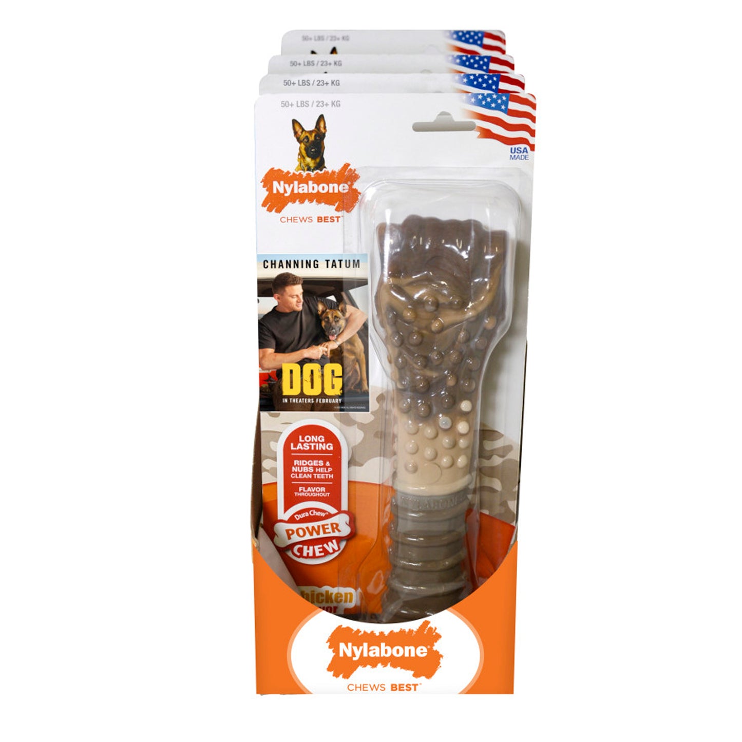 Nylabone Power Chew Camo Dog Toy Display 4 Count Shelf Tray, 4ea*