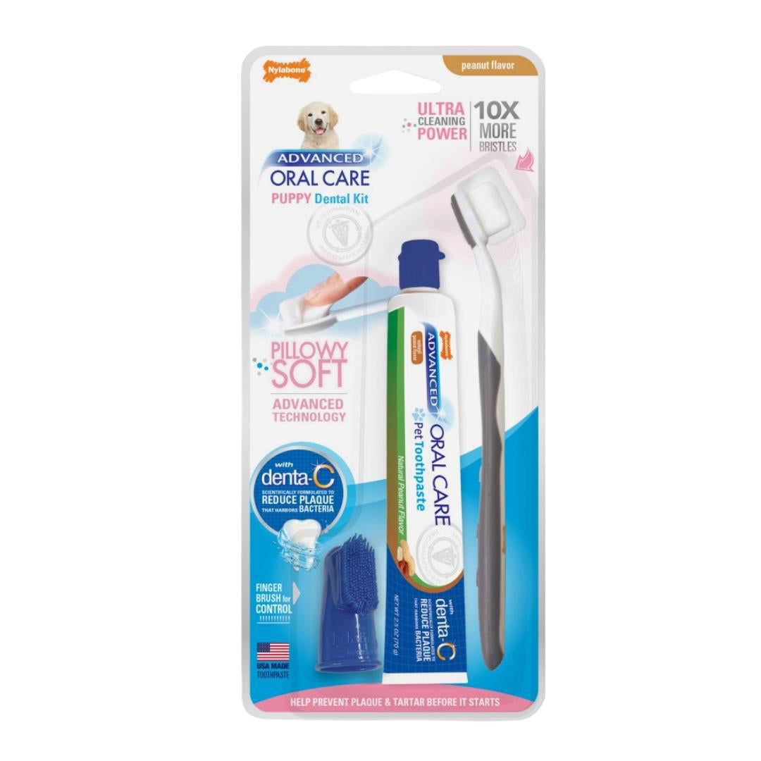 Nylabone Advanced Oral Care Puppy Dental Kit with Pillowy Soft-Bristle Toothbrush Puppy 1ea/3 ct