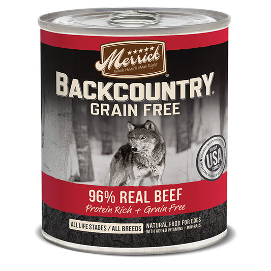 MERRICK DOG BACKCOUNTRY GRAIN GREE 96% BEEF 12.7OZ (Case of 12)