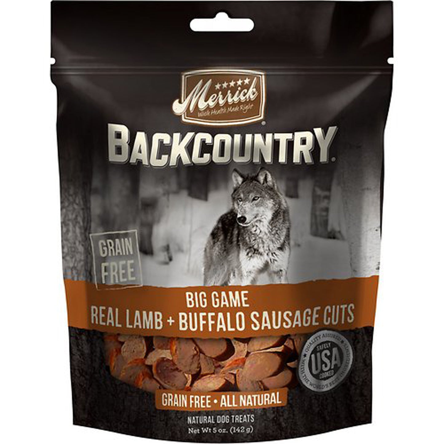 Merrick Backcountry Big Game Real Lamb and Buffalo Sausage Cuts 7 Oz.(Case Of 6)