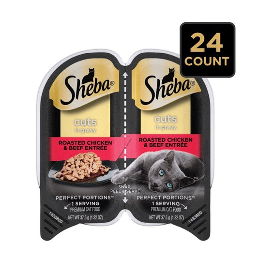 Sheba Perfect Portions Chicken and Beef Cuts Cat Wet Food 24Ea/2.6 Oz, 24 Pk
