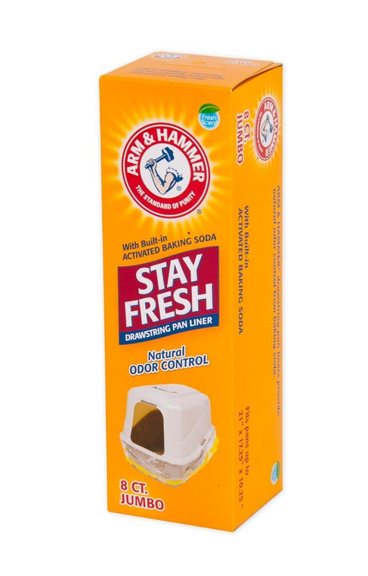 Arm & Hammer Drawstring Liner for Cat Litter Pan Clear 8 Count Jumbo
