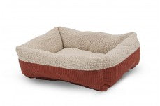 Aspen Self Warming Rectangular Dog Lounger Bed Barn Red, Cream 24 in x 20 in Small
