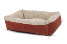 Aspen Self Warming Rectangular Dog Lounger Bed Barn Red, Cream 35 in x 27 in Large