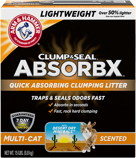 Arm & Hammer Clump & Seal AbsorbX Lightweight Multi-Cat Scented Litter 15lb