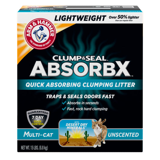 Arm & Hammer Clump & Seal AbsorbX Lightweight Multi-Cat Unscented Litter 15lb