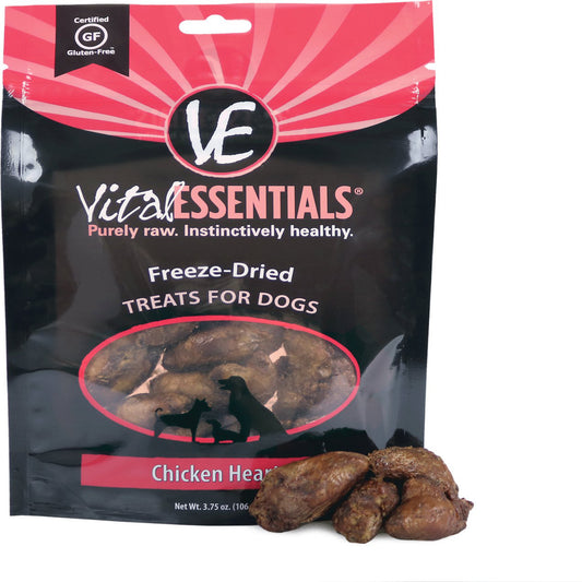 Vital Essentials Chicken Hearts Freeze-Dried Raw Dog Treats, 3.75Oz