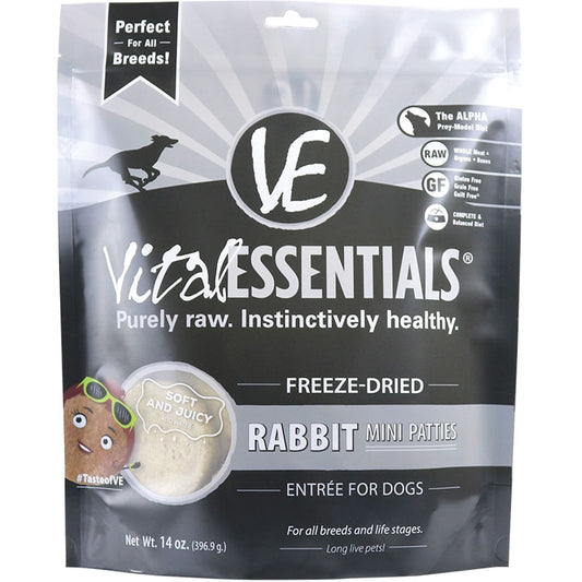 Vital Essentials Freeze Dried Rabbit Mini Patties 14 Oz