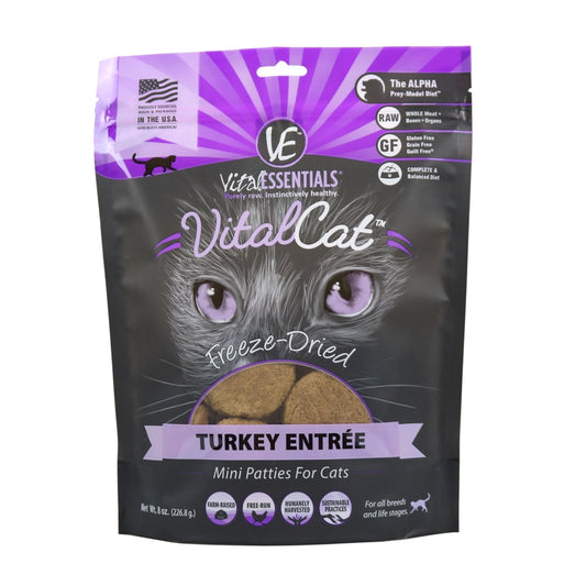 Vital Essentials Cat Freeze Dried Mini Patty Turkey 8 Oz.