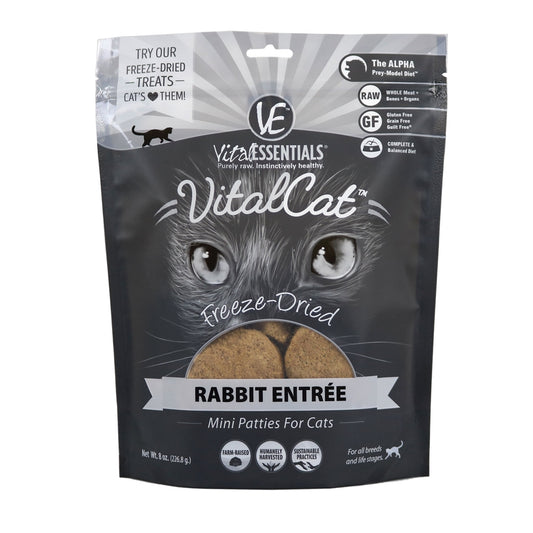 Vital Essentials Cat Freeze Dried Mini Patty Rabbit 8 Oz.