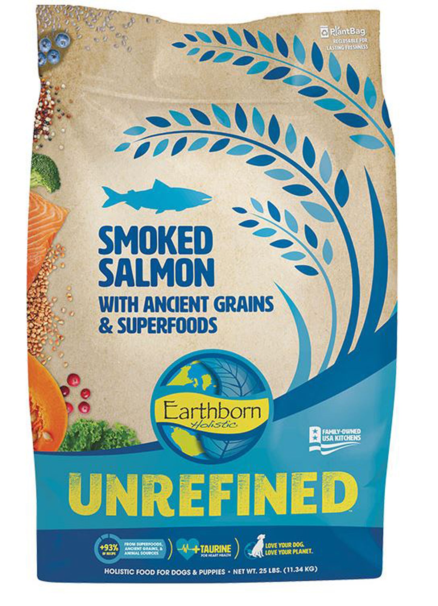 Earthborn Dog Unrefined Smoked Salmon with Ancient Grains 25lbs.