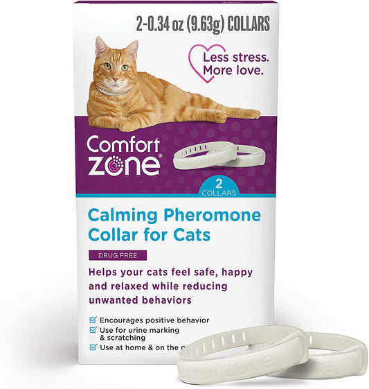 Comfort Zone Cat Calming Pheromone Collar, Anxiety & Stress Relief Aid, Breakaway Design, White, Single Pack