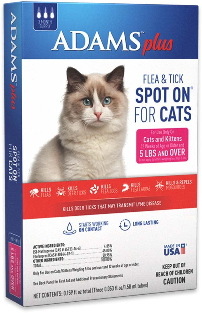 Adams Plus Flea & Tick Spot On for Cats & Kittens Over 5 lbs