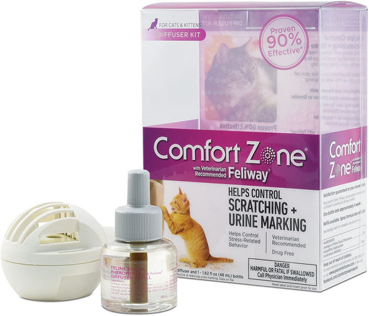 Comfort Zone Cat Calming Diffuser Kit, Cat Pheromone, 2 Diffusers and 2-1.62 fl ox (48mL) Refills, New Formula