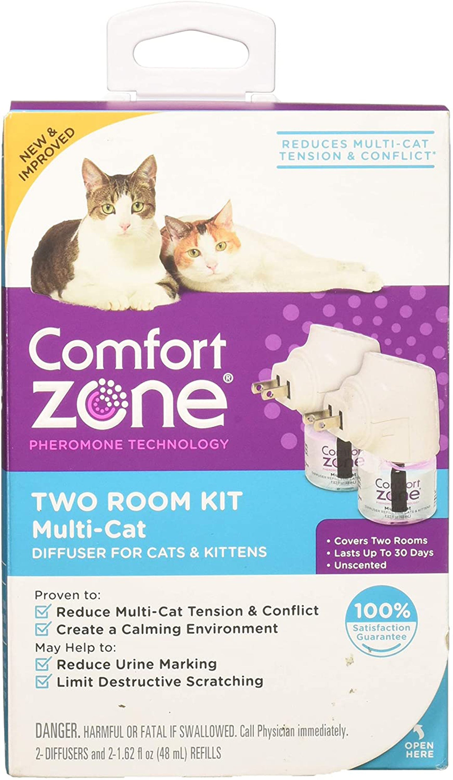 Comfort Zone MultiCat Calming Diffuser Kit, Cat Pheromones, 2 Pack Diffuser Kit, New Formula