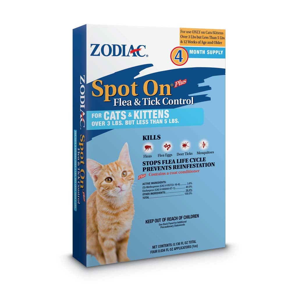 Zodiac Spot-On Plus Cat/Kitten Lt5 1Cc 4Ct