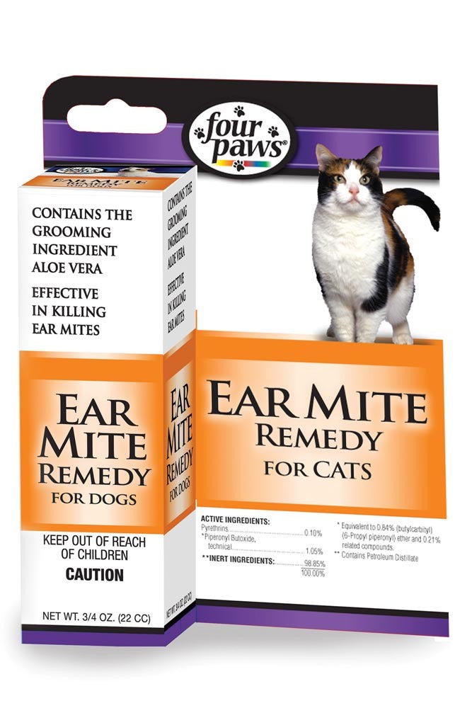 Four Paws Aloe Ear Mite Treatment for Cats for Cats 3/4 Ounces