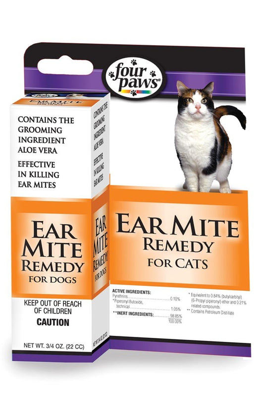 Four Paws Aloe Ear Mite Treatment for Cats for Cats 3/4 Ounces
