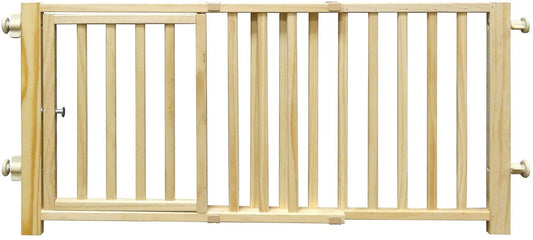 Four Paws Walkover Wood Dog Gate with Door 30-44" W x 18" H