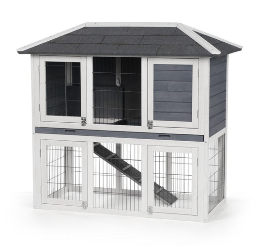 Prevue Pet Products Rabbit Hutch Duplex Grey 1ea