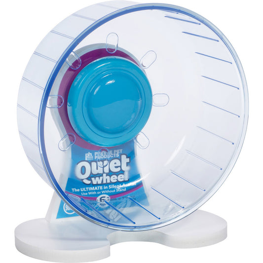 Prevue Pet Products Quiet Wheel Exercise Wheel for Small Animals For Mouse/Gerbil Translucent Blue, White 6 Inches
