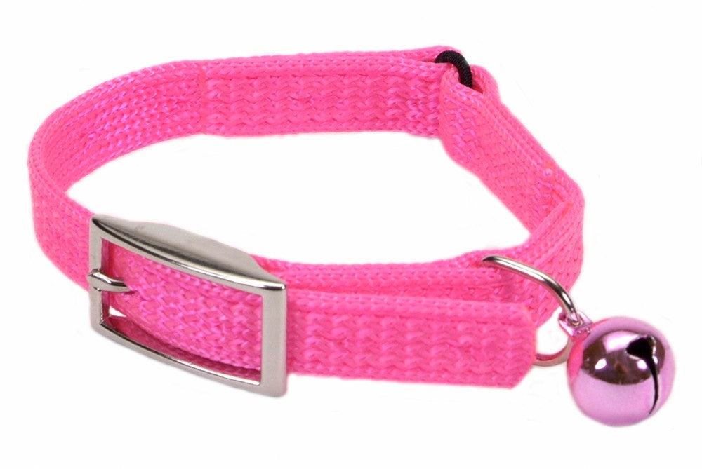 Coastal Sassy Snag-Proof Nylon Safety Cat Collar Neon Pink 3/8X10In