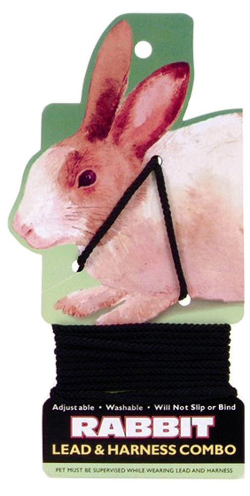 Coastal Adjustable Rabbit Harness and Leash Combo Black 3/8 in