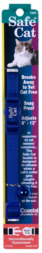 Safe Cat Adjustable Snag-Proof Nylon Breakaway Collar Blue 3/8 in x 8-12 in