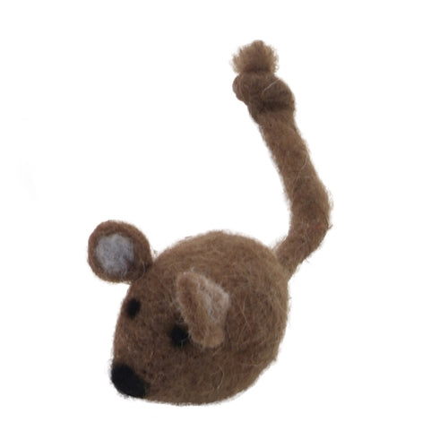 Coastal Pet Products Coastal Rascals Handcrafted Wool 5 Inch Brown Mouse