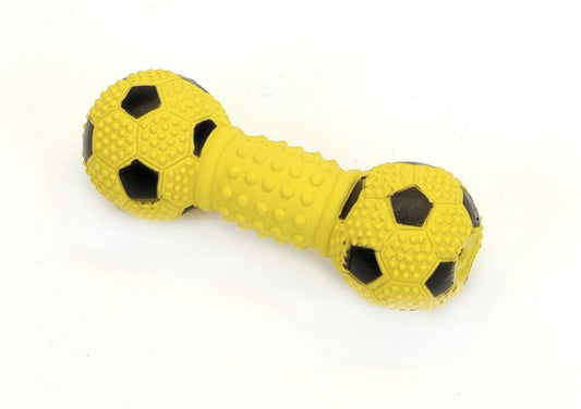 Rascals Latex Soccer Dumbbell Dog Toy Yellow 5.5 in