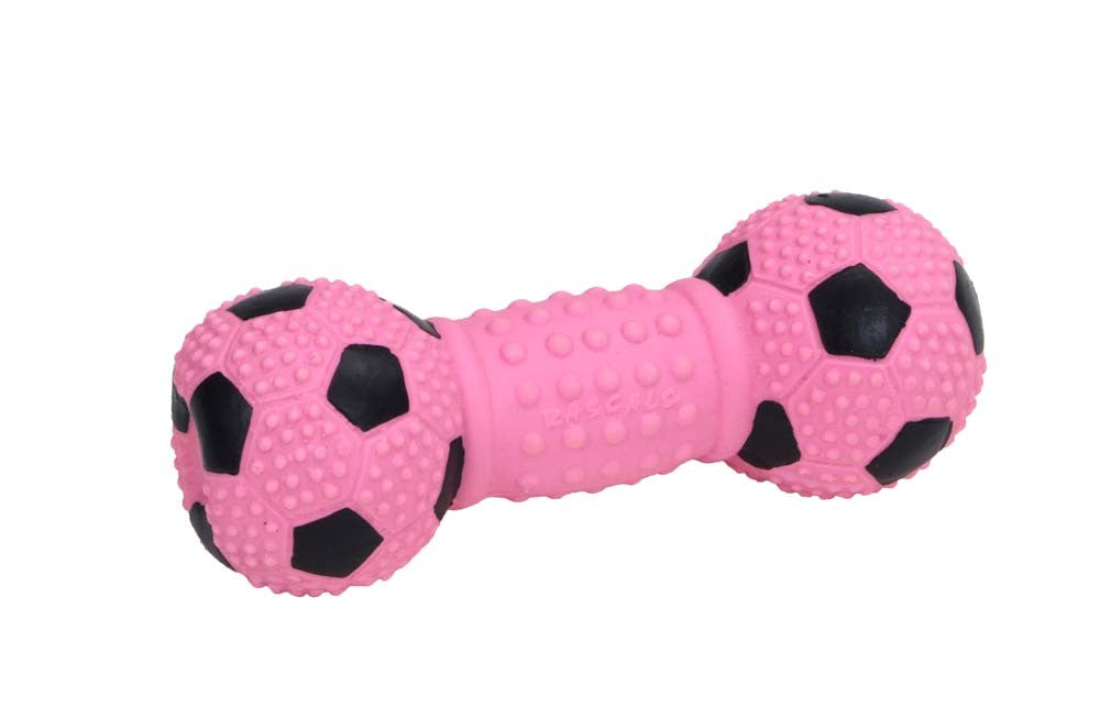 Rascals Latex Soccer Dumbbell Dog Toy Pink 5.5 in