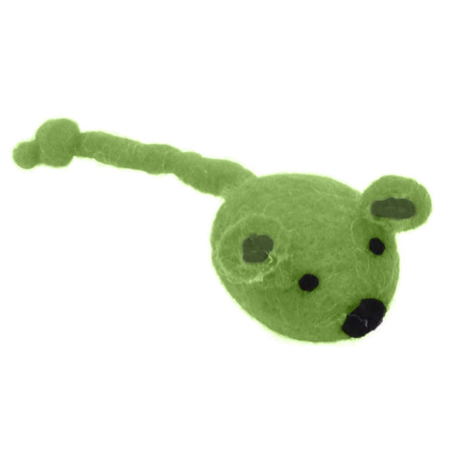 Coastal Pet Products Coastal Rascals Handcrafted Wool 5 Inch Green Mouse