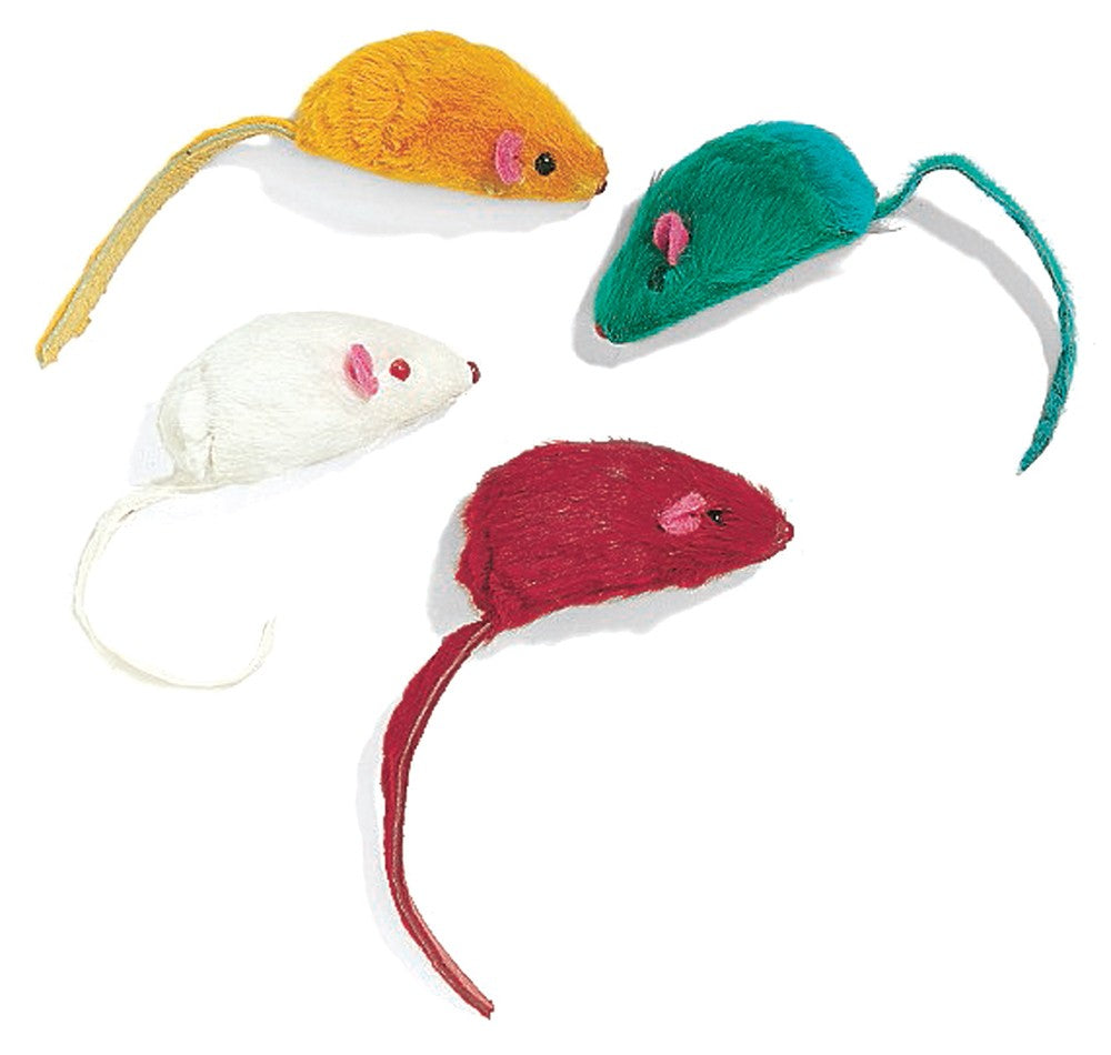 Spot Colored Plush Mice Rattle & Catnip Cat Toy Assorted 4.5 in 4 Pack