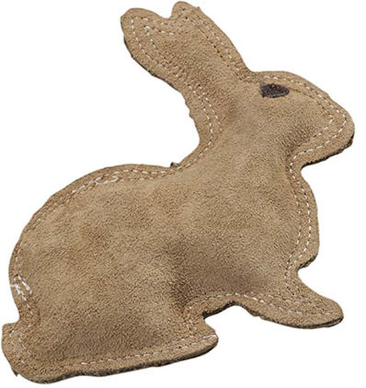 Dura-Fused Leather & Jute Dog Toy Rabbit Brown Small