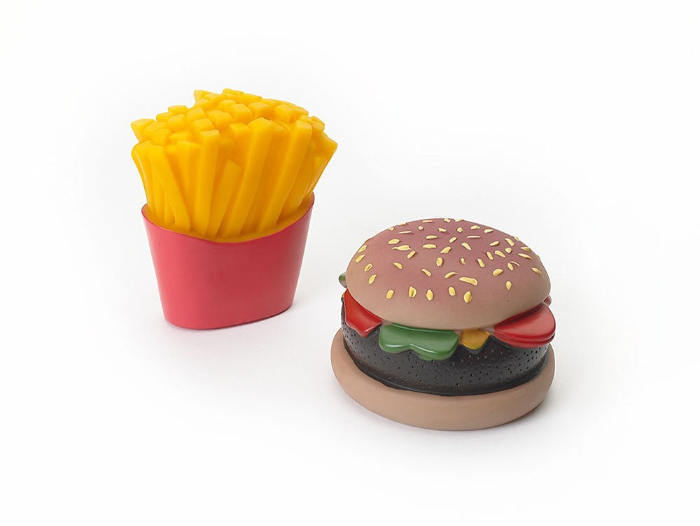 Spot Vinyl Burger & Fries Dog Toy Hamburger Assorted 2 Pack