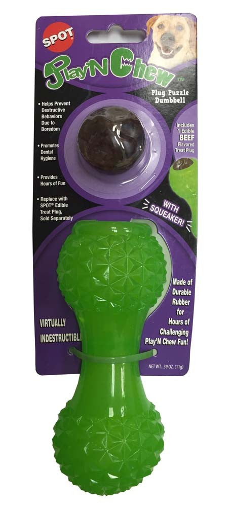 Spot Ethical Play'N Chew Treat Cap Dumbbell Dog Toy 6In