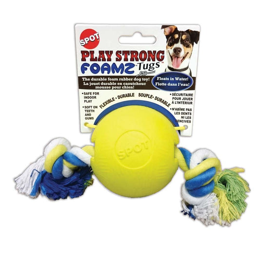 Spot Ethical Play Strong Foamz Ball With Rope Dog Toy 3.25In